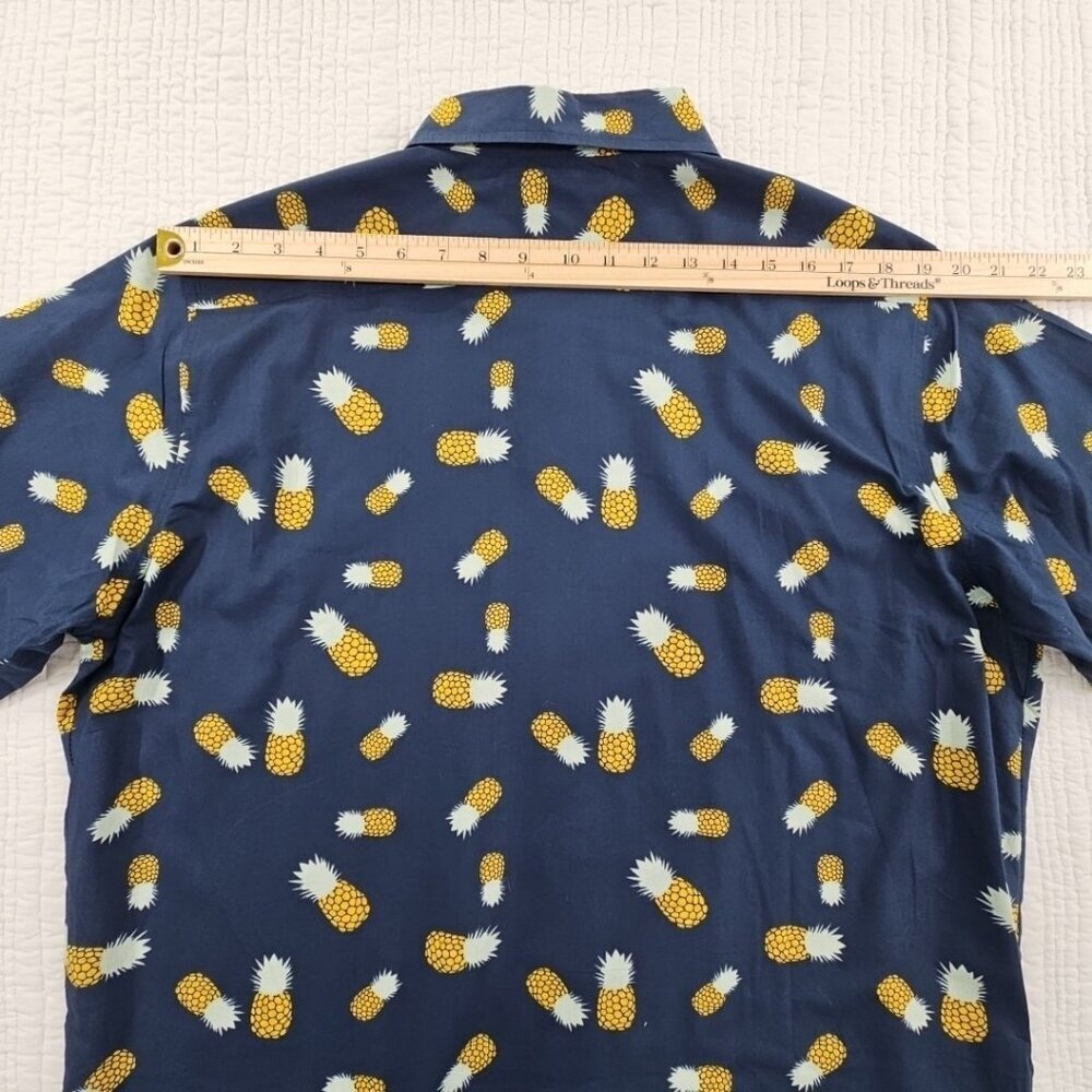 Ambsn California Men's Shirt XL Blue 100% Cotton Pineapple Print Short Sleeve‎ - Picture 14 of 16